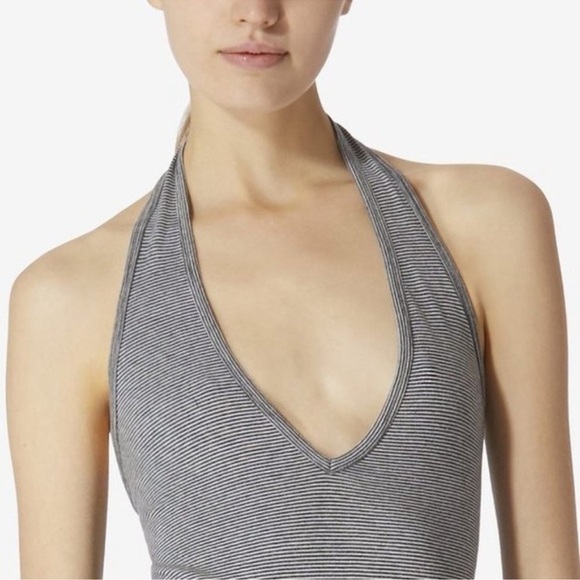NWT Avec Les Filles L'Avenue Stripe Halter Bodysuit Sz XS - Picture 3 of 10